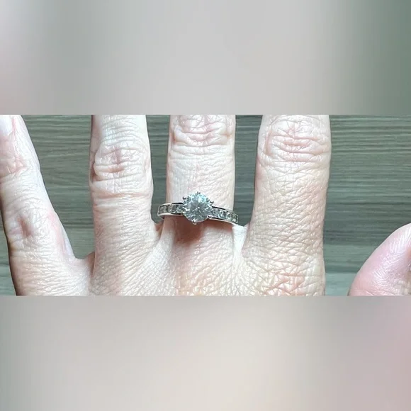 Vintage Designer Signed (FE) Sterling Silver Cubic Zirconia Ring, Size 7, 4.1g